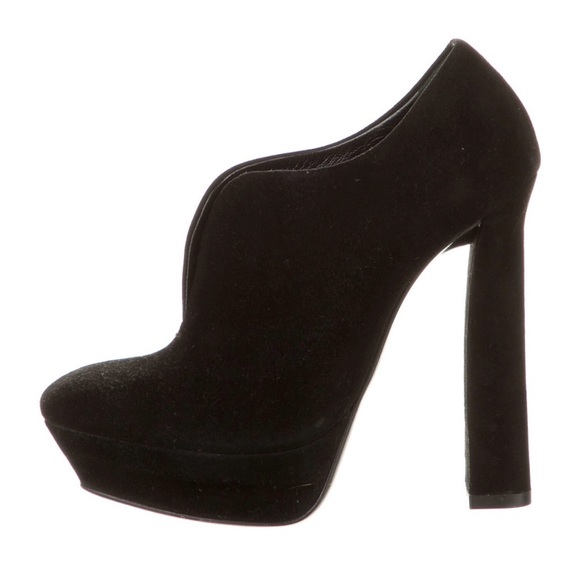 Bottega Veneta Black Split Front Suede Platform Ankle Booties Size 6 - Picture 2 of 10